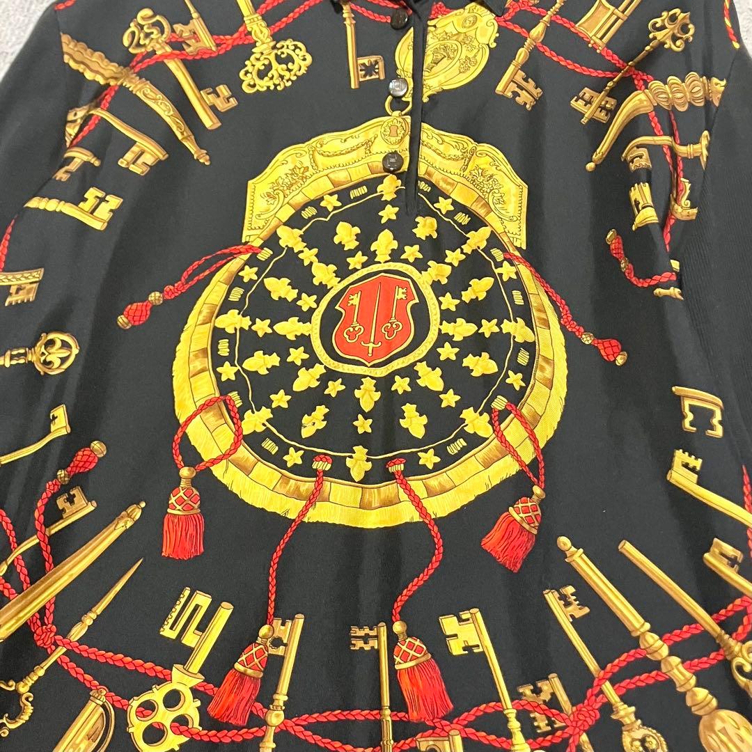 エルメス［スカーフ柄］カシミヤ シルク プルオーバーシャツ