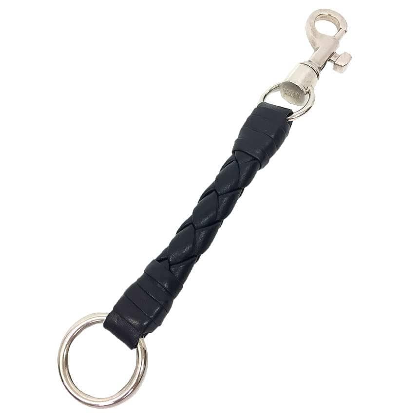 ボッテガ ブラックレザー編み込みキーホルダーボッテガヴェネタレザー