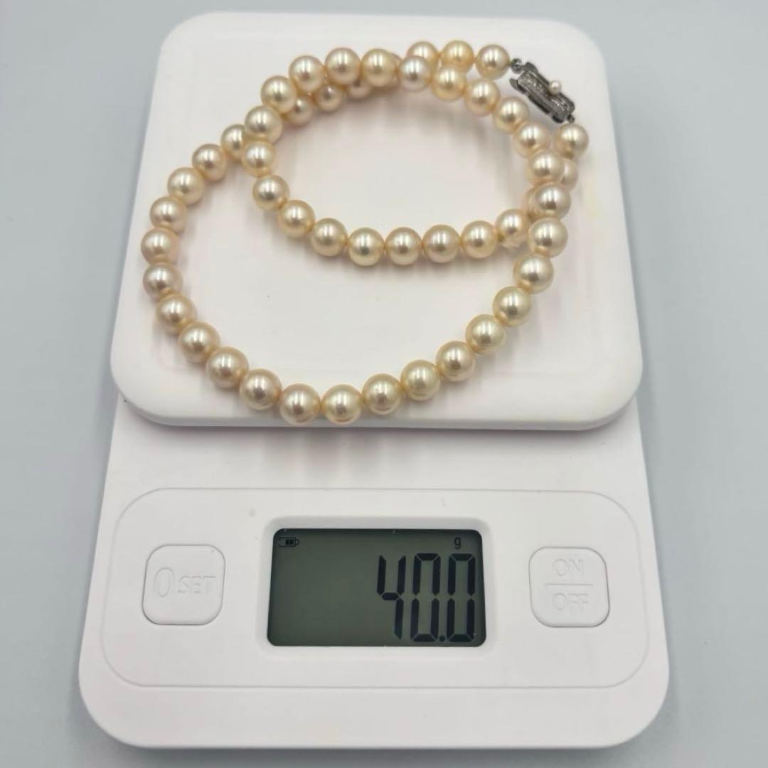 艶テリ良✨大珠8.5m】あこや本真珠 パールネックレス 干渉色