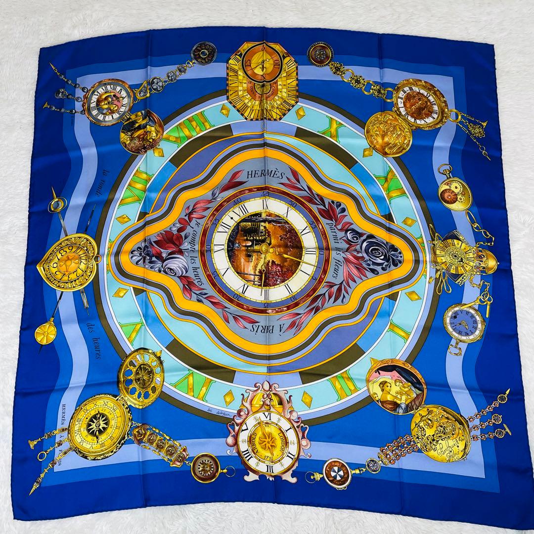 美品 エルメス カレ90 花の中で過ごす時間 シルク100% タグ付き