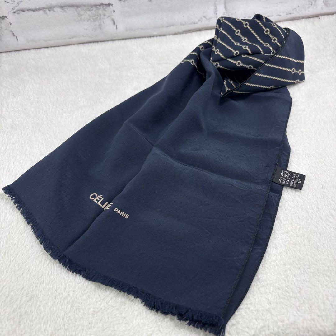 CELINE ⭐️シルクストール ネイビー オリオンフ マカダムロゴ