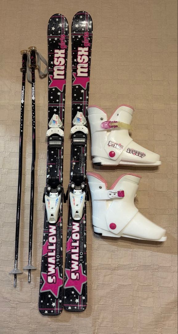 ジュニアスキー一式　板130cm／ストック／ブーツ／ウェア上下140cm HEAD（ヘッド） スキー板 スキーセット ジュニア キッズ スキー4点