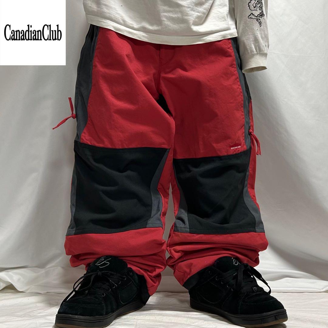 90s CanadianClub スノボ ナイロン バギーパンツ 極太 Tech 90s CanadianClub スノボ ナイロン バギーパンツ 極太 Tech