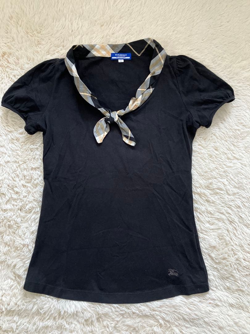 バーバリーブルーレーベル ボウタイ ブラウス リボン パフスリーブ