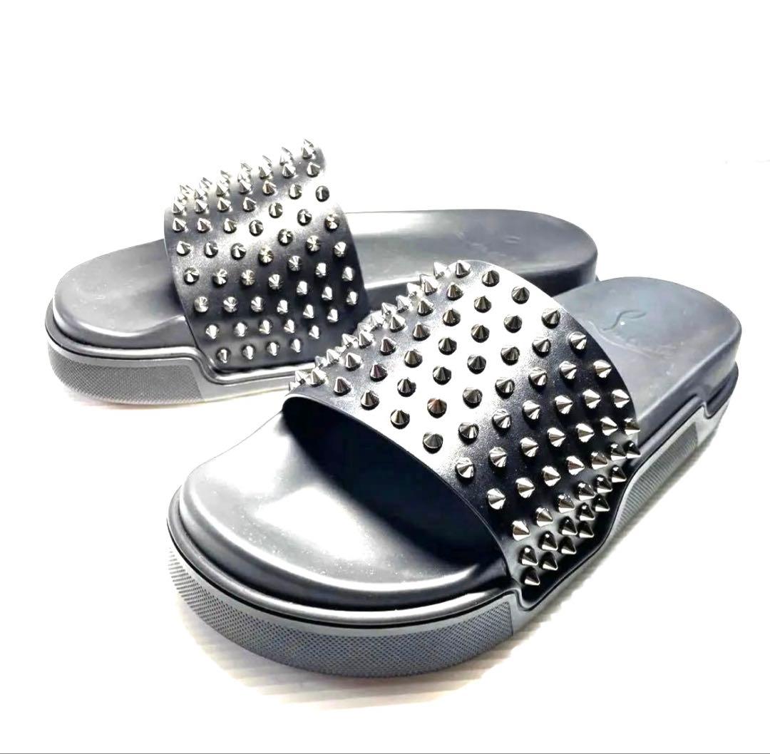 未使用クリスチャンルブタン　スタッズブラックスライドサンダル　42 Christian Louboutin - 【激レア 美品】 クリスチャンルブタン