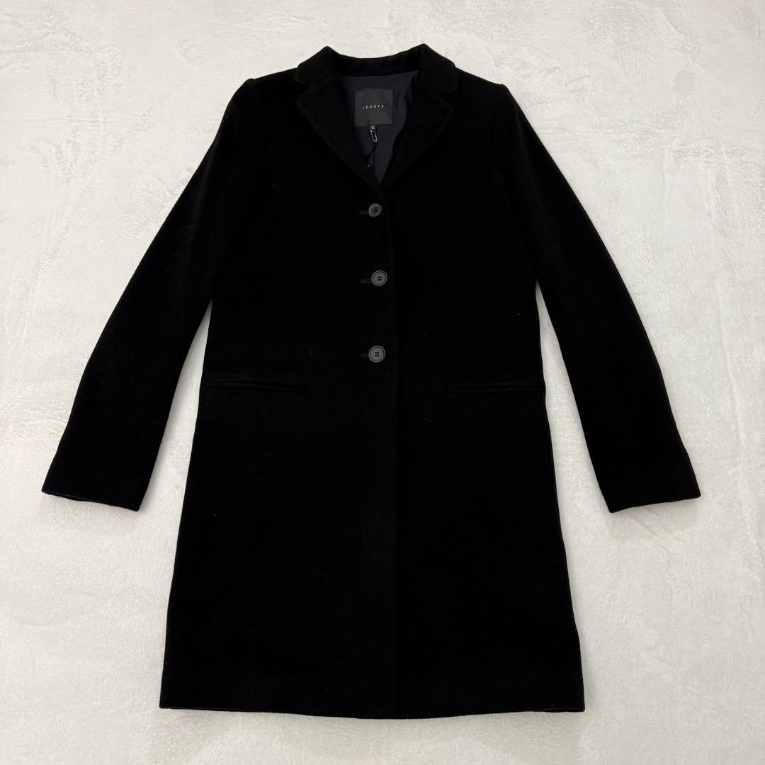 theory カシミヤ100 コート P 未使用 ブラック 上品 中古・古着通販】theory (セオリー) カシミヤダブルフェイスロング