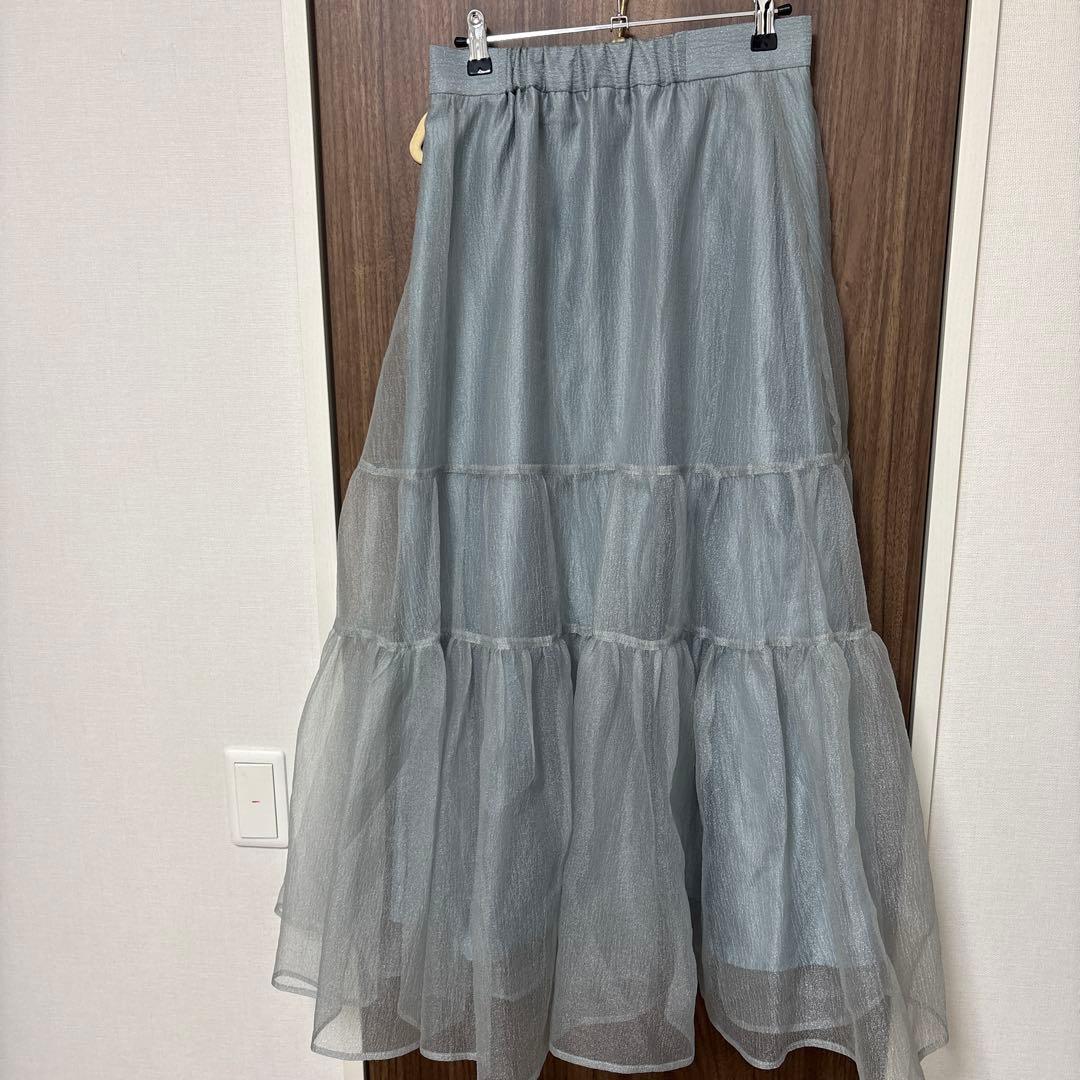 グレー シフォン ティアードロングスカート サイズ2