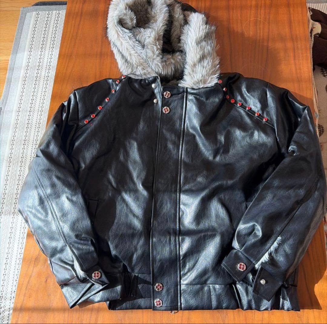 H*o様 正規店購入ArguE CulturEフード付き ファー切替 レザージャ