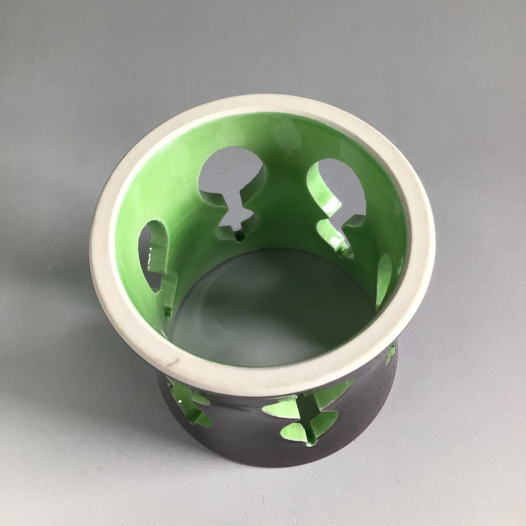 R156 蓋置 『中村翠嵐造』『紫交趾』『六瓢透し』 共箱 茶道具