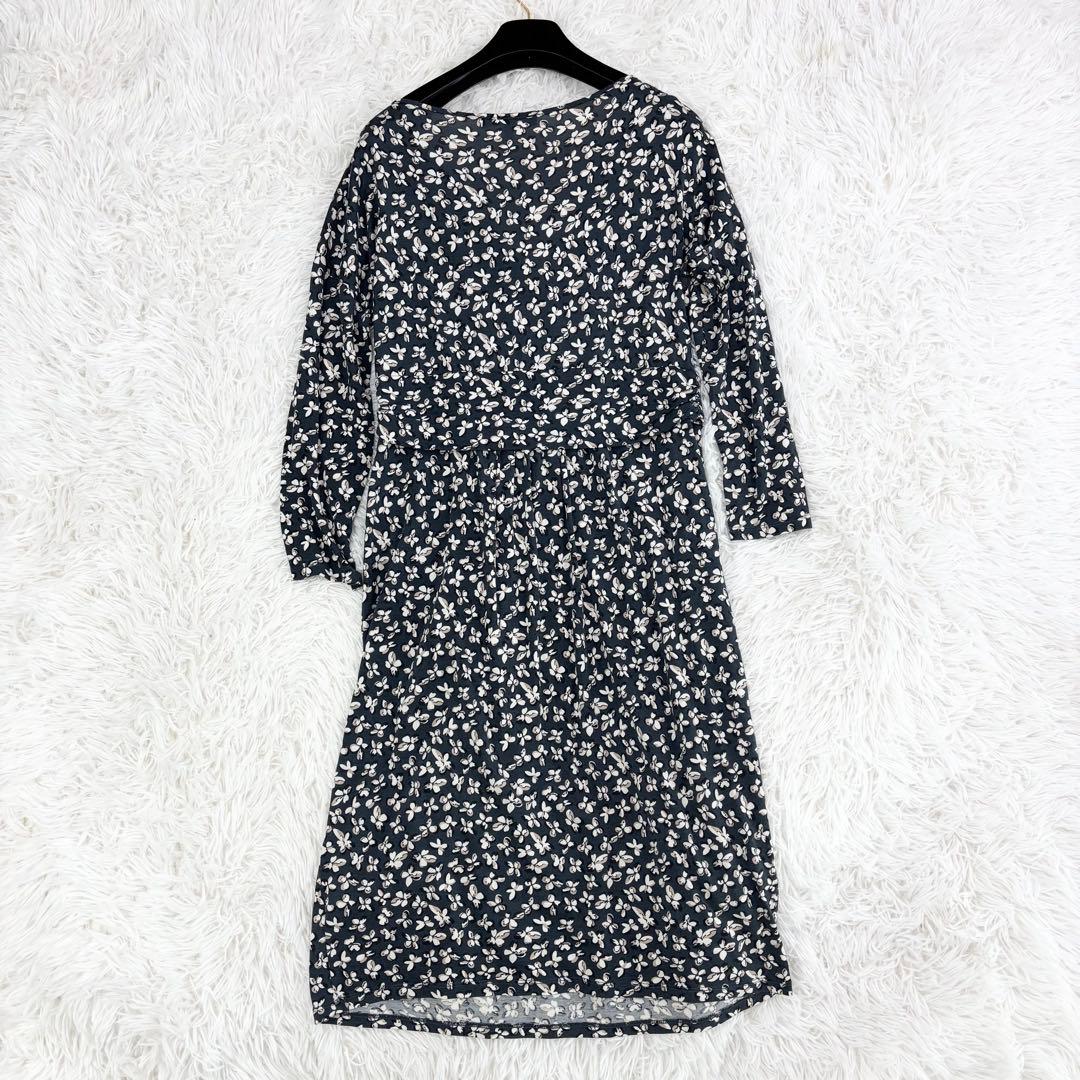 美品 マックスマーラ カシュクールワンピース ロング丈 花柄 総柄 シルク L