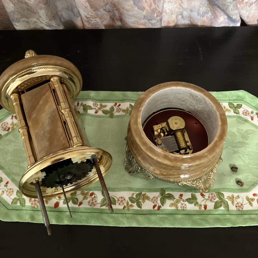 イタリア製オルゴール付き大理石シガレットケース葉巻入れ（曲は「白鳥