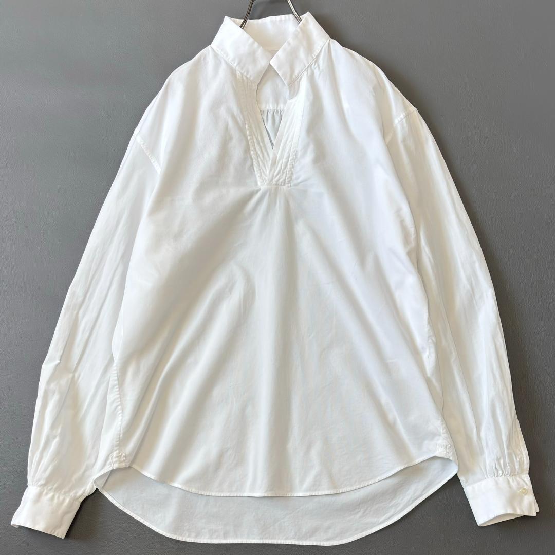 ブリエンヌパリディス スキッパーカラーシャツ 細畝コーデュロイ 白 XL tx6 ラグジュアリーな世界観に相応しいフランス生まれの【Bourrienne