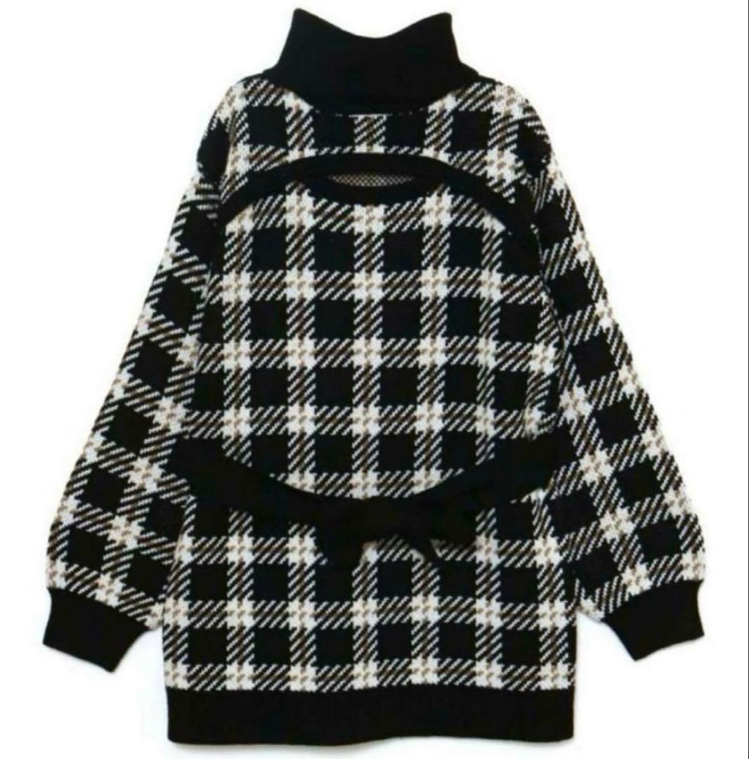 bubbles バブルス オープンネックニットミニワンピース ブラック