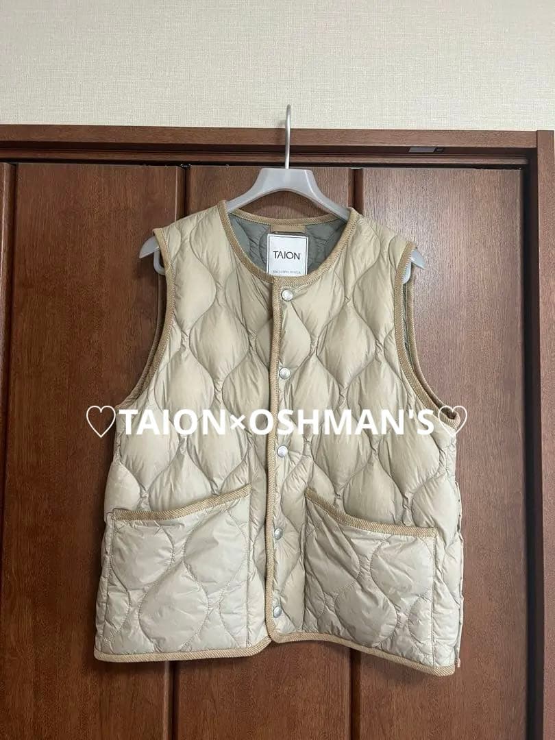 □TAION タイオン□キルティングダウンベスト□ベージュ - メルカリ
