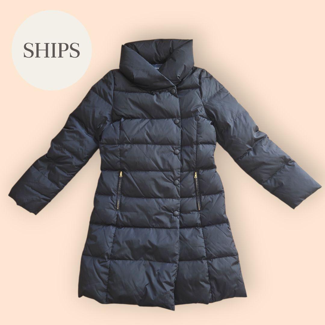 美品 SHIPS×LIMONTA リモンタ ダウンコート リボン付き 濃紺 36 - メルカリ