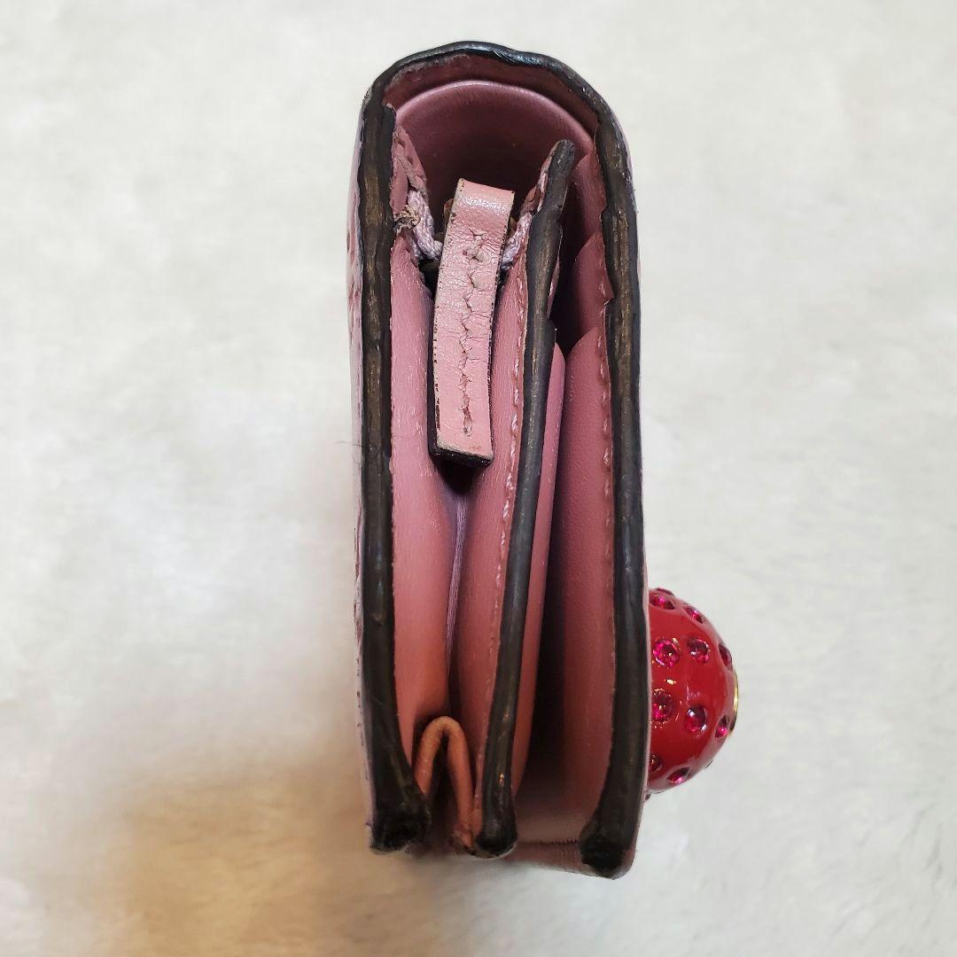 希少カラー グッチ♡日本限定色チェリー二つ折り財布 シマレザー