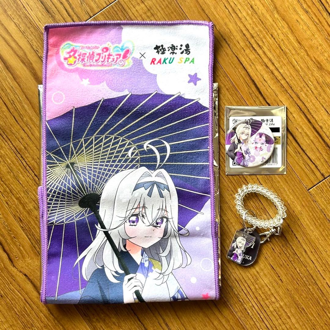 名探偵プリキュア！ 極楽湯 タオル キーホルダー 缶バッジ 森亜るるか セット 名探偵プリキュア 極楽湯コラボ 缶バッジ 森亜るるか 4個セット - メルカリ