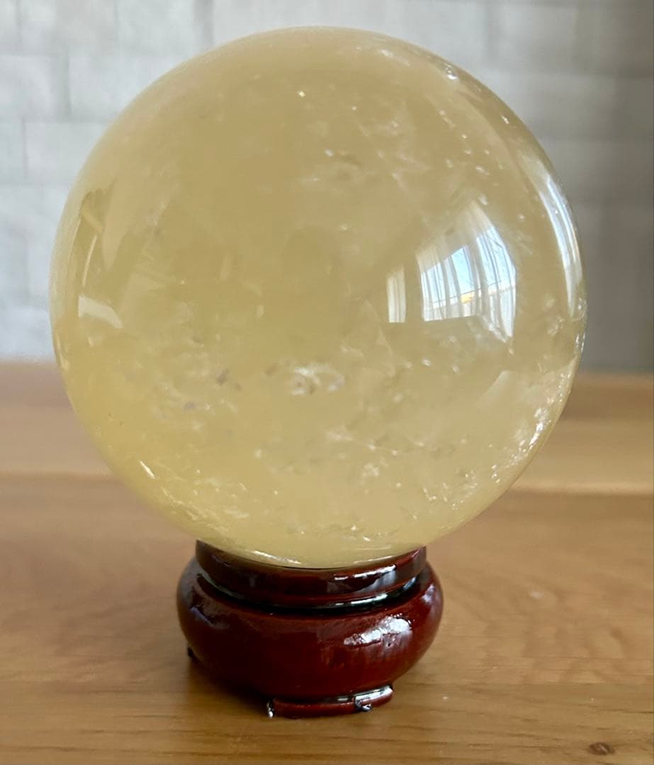 ✨キラキラ虹入✨ハニーカルサイト　スフィア　78mm ハニーイエロー　丸玉