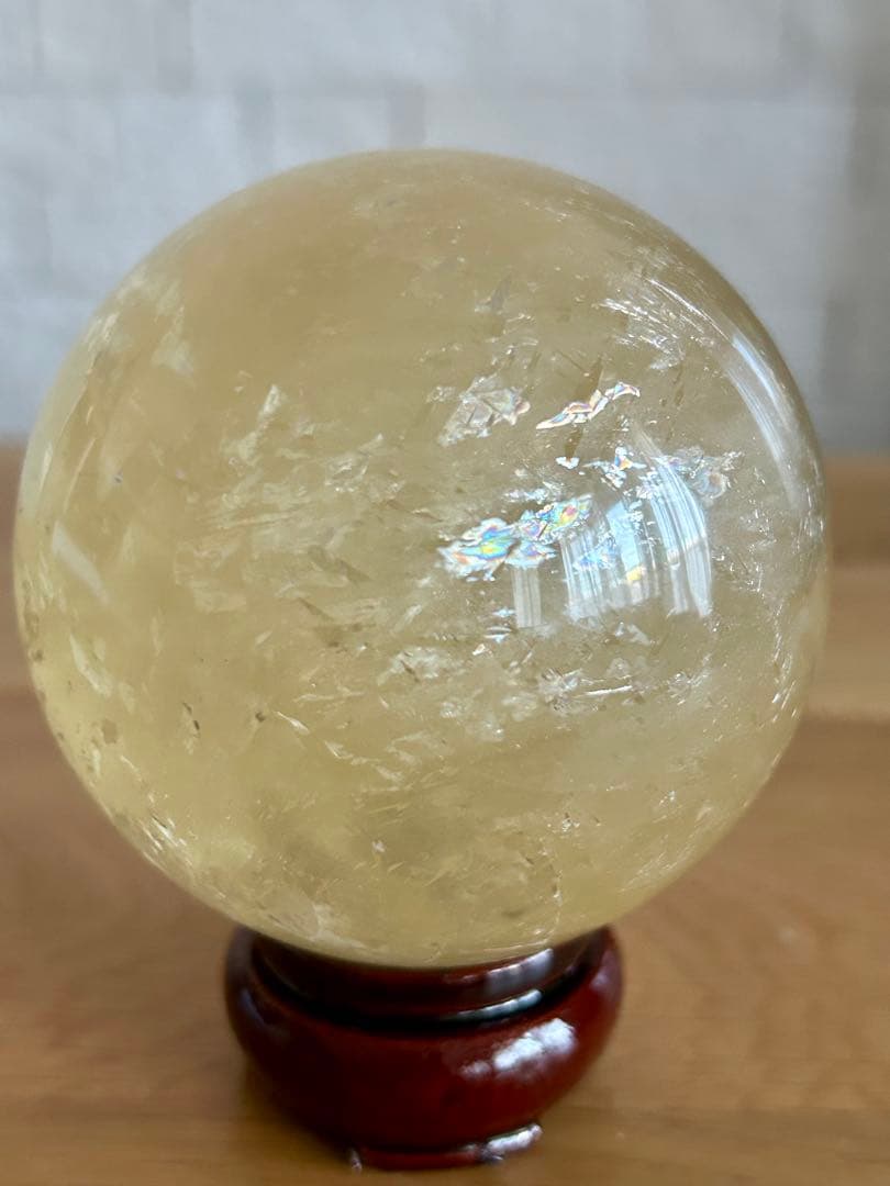 ✨キラキラ虹入✨ハニーカルサイト　スフィア　78mm ハニーイエロー　丸玉