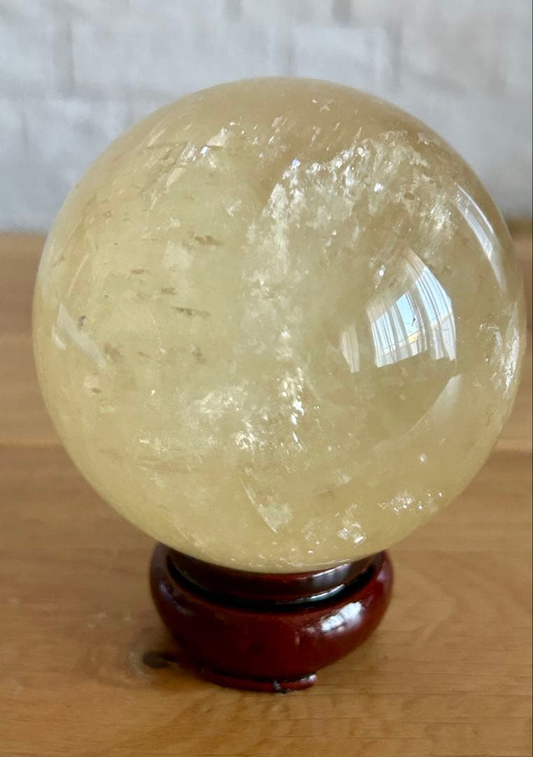 ✨キラキラ虹入✨ハニーカルサイト　スフィア　78mm ハニーイエロー　丸玉