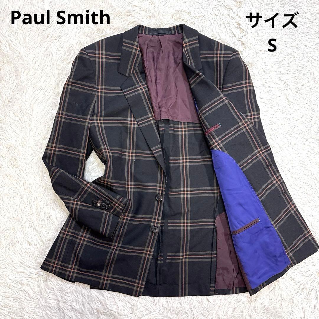 未使用に近い】ポールスミス テーラードジャケットチェック ブラック S