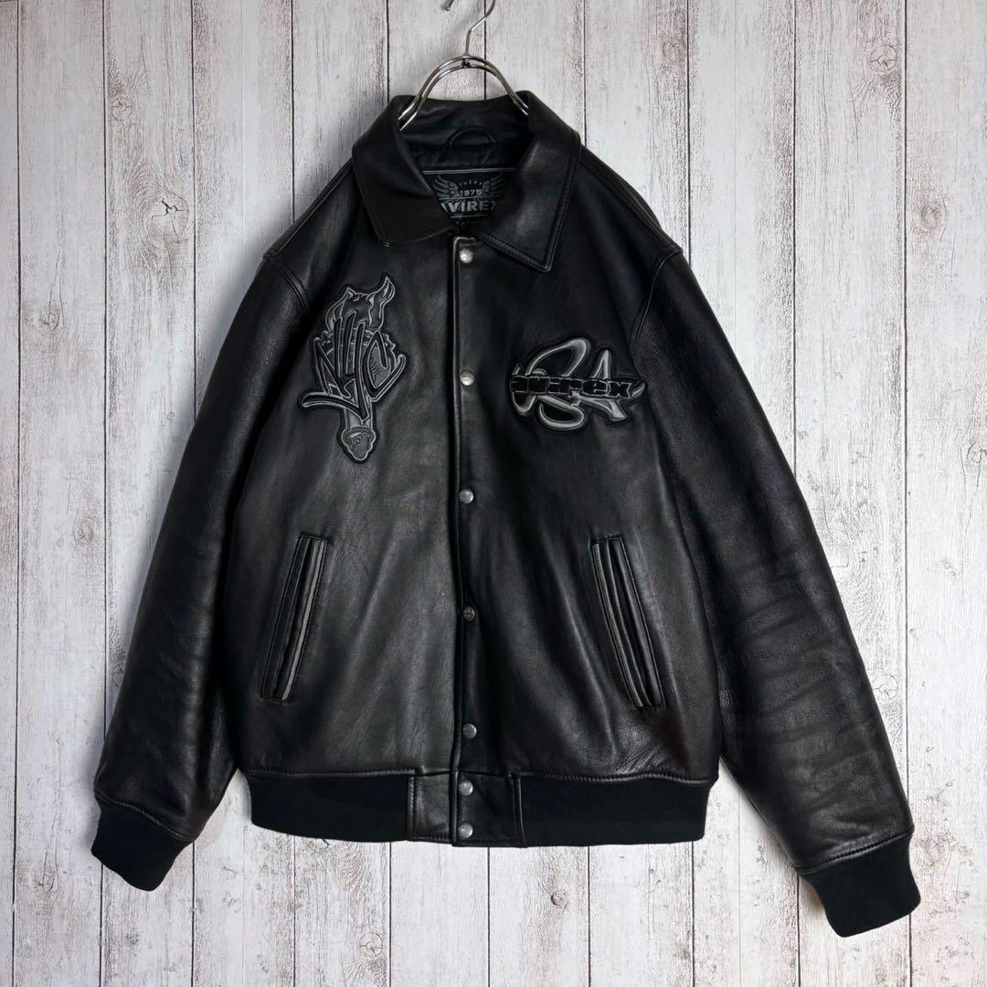 6105【希少デザイン】アヴィレックス☆バーシティレザージャケット 羊