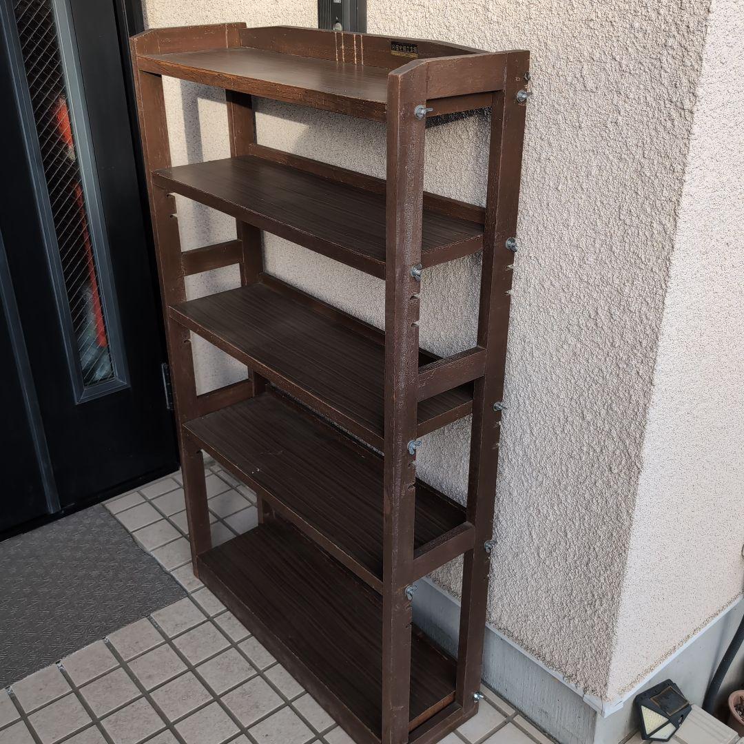 昭和レトロ 完全組立本棚 5段 木製オープンラック 本棚 飾り棚 棚移動
