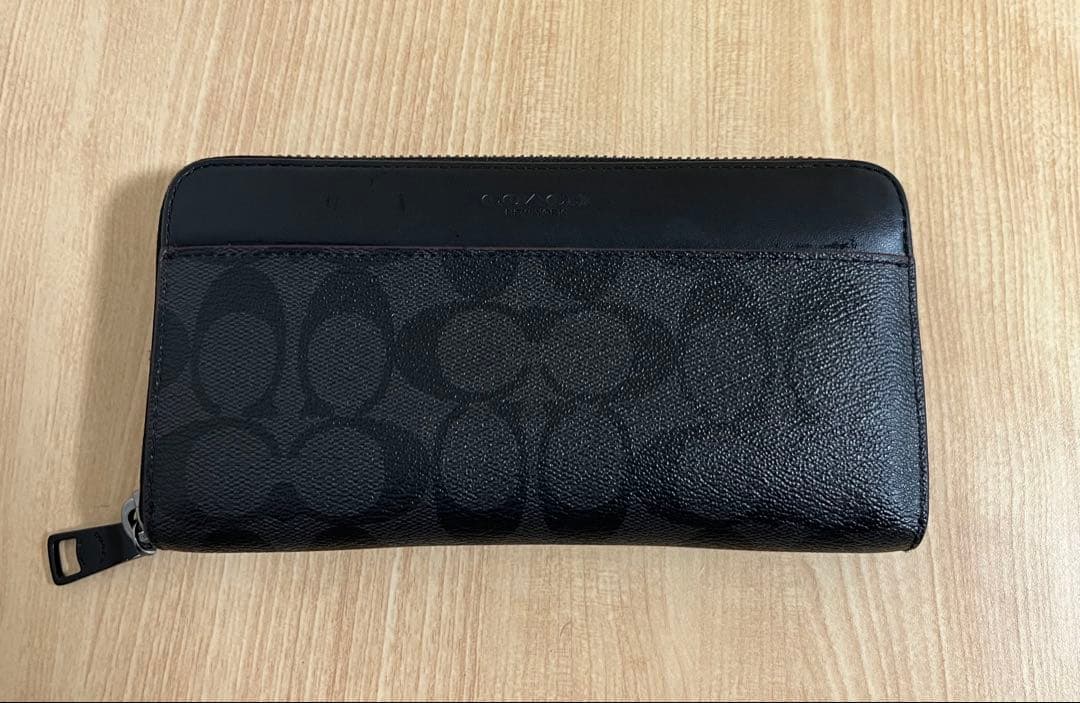 COACH ブラック レザー 長財布 - メルカリ