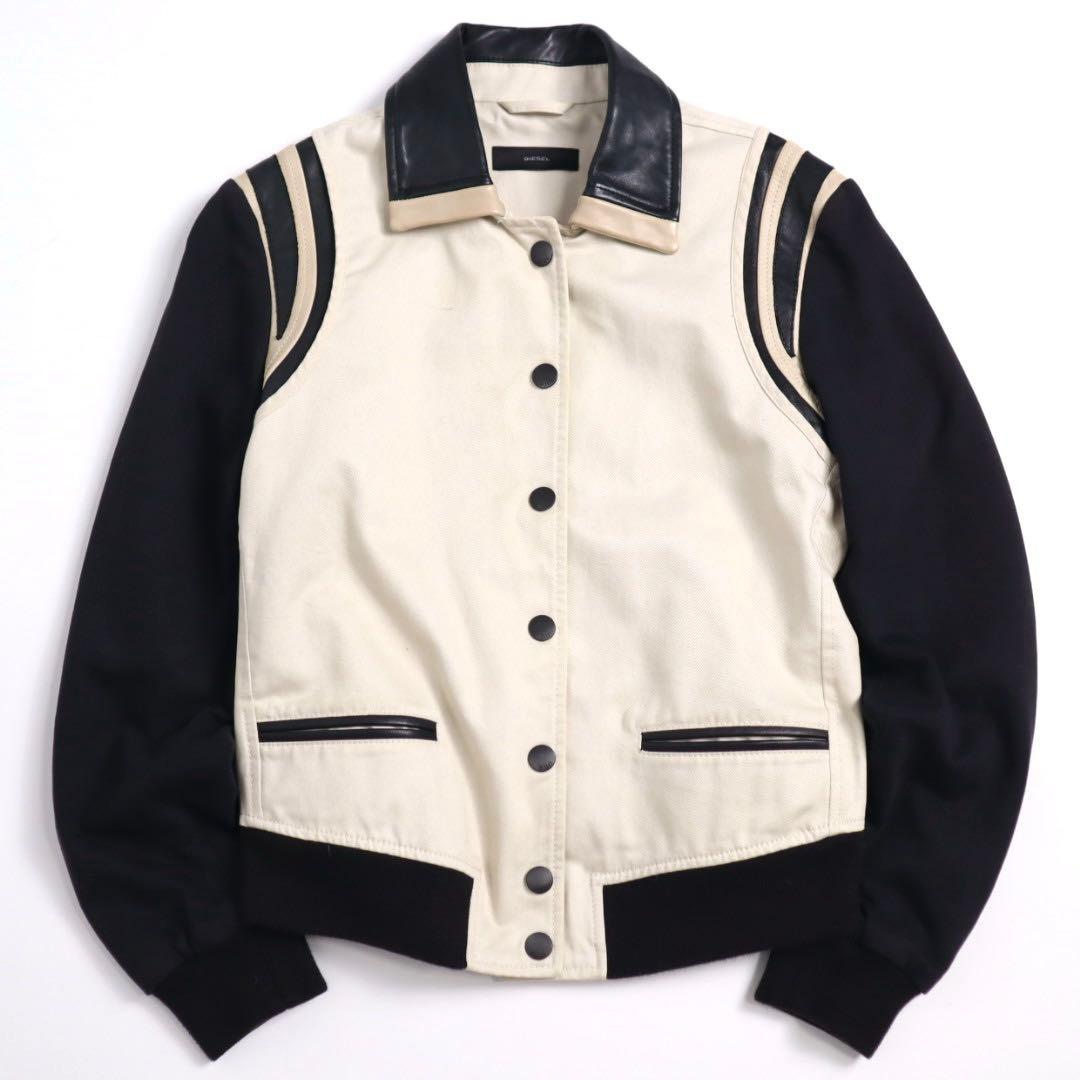 diesel ディーゼル 肩ライン テディジャケット 短丈 スタジャン ブルゾン 関税送料込【DIESEL】ディーゼル レザー ブルゾン (DIESEL/スタジャン