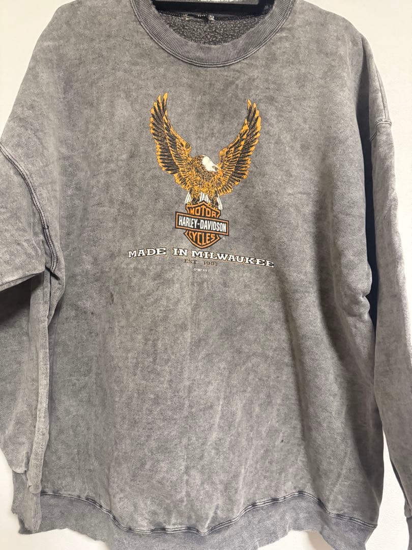 Harley-Davidson スウェット トレーナー古着 古着 90s- HARLEY DAVIDSON 豪華 4面 ブルー サンダー ライトニング