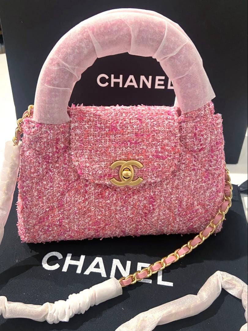 シャネル マトラッセ ツイード ハンドバッグ ピンク ノベルティ - メルカリ