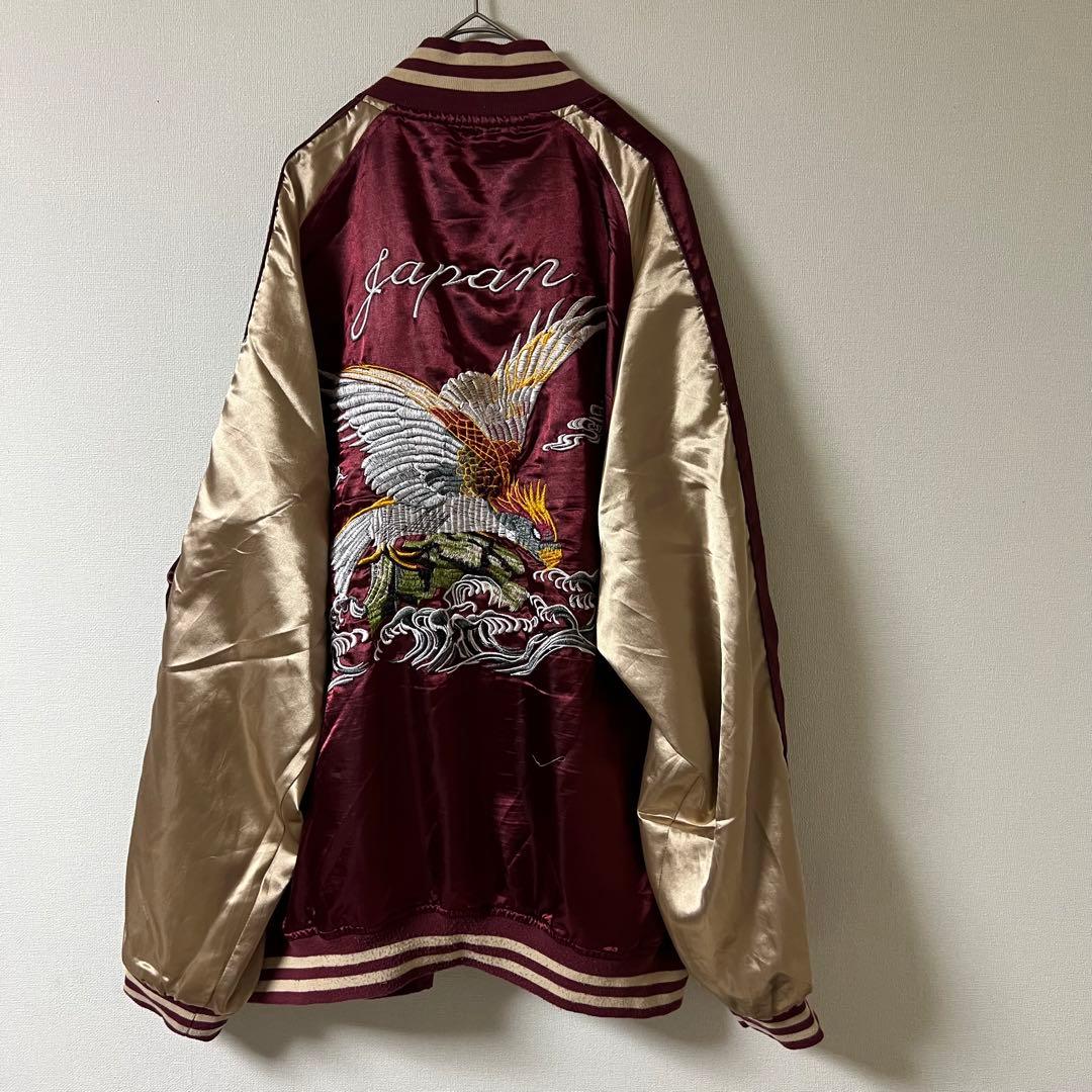 一心如鏡(イッシンニョキョウ)和柄 鷲 刺繍 スカジャン/5L/レッド