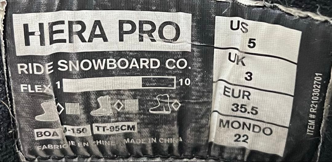 【即日発送】RIDE スノボブーツ　HERA PRO ヘラプロ 22.0cm