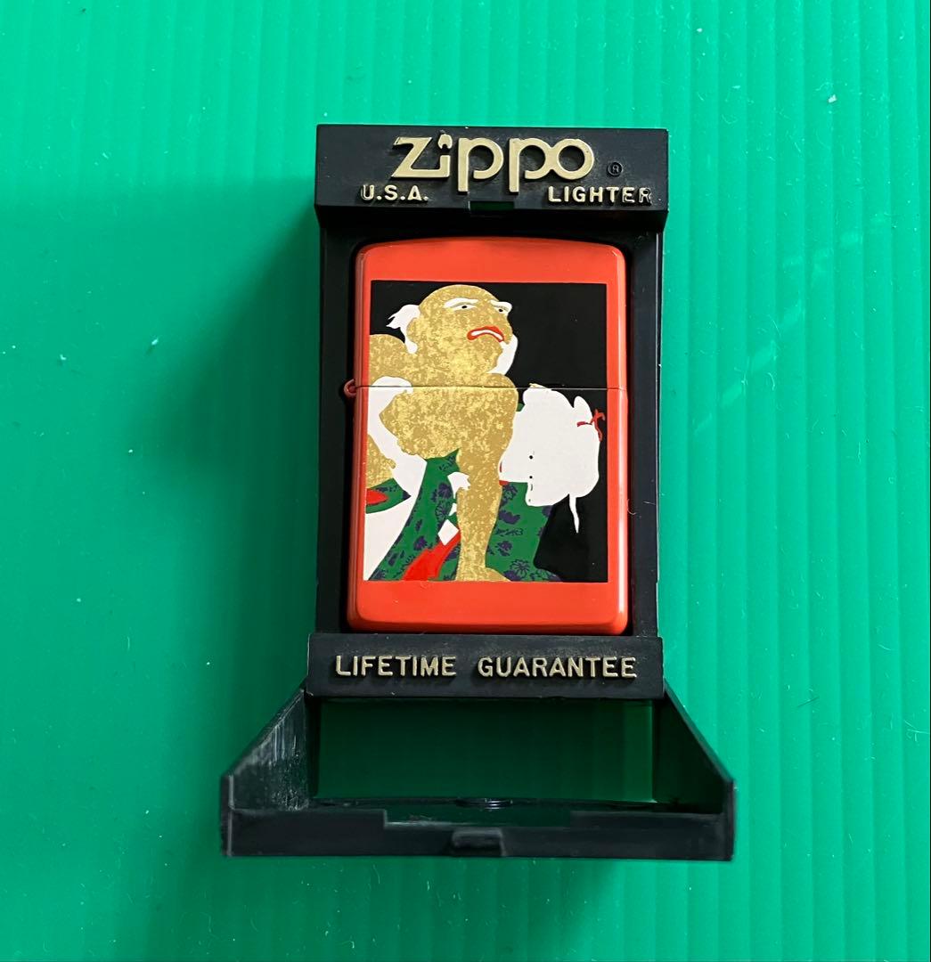 横尾忠則デザイン　朱色漆塗り × 浮世絵 × ZIPPOライター ☆巨匠！横尾忠則！伝統工芸 漆塗り 浮世絵 1998年製 ZIPPO
