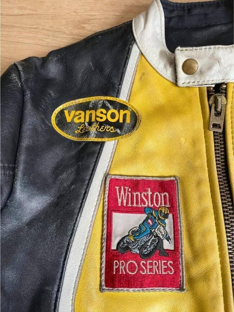 VANSON 38 USA製 シングルライダース TALONジップ ワッペン多数 - メルカリ
