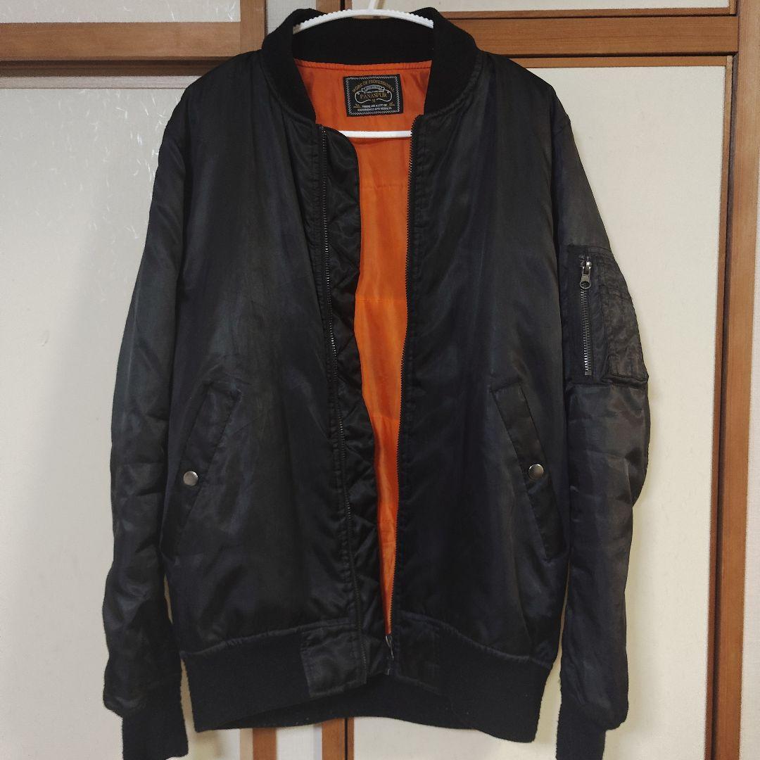MA-1スタイル 黒ジャケット オレンジ裏地 - メルカリ