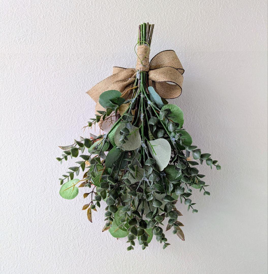 komama 落ち着いた色合いのバラとユーカリのナチュラルスワッグ合計3点