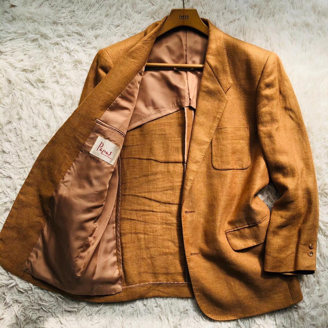 リネン100％】Papas パパス☆テーラードジャケット 麻 ブラウン系 春夏