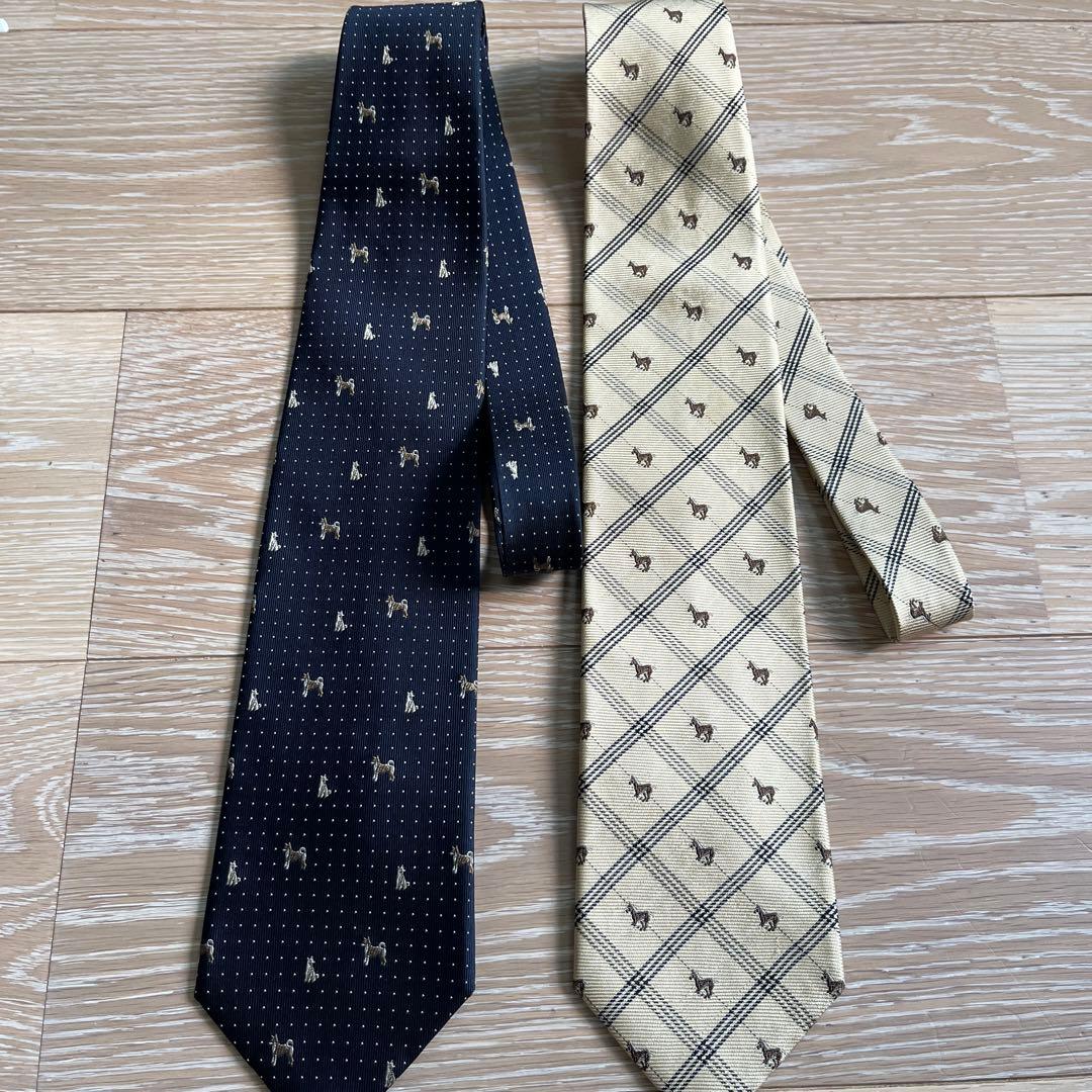 どちらか一本 ポロ 犬柄 ネクタイ 別売り ネイビー ベージュ - メルカリ