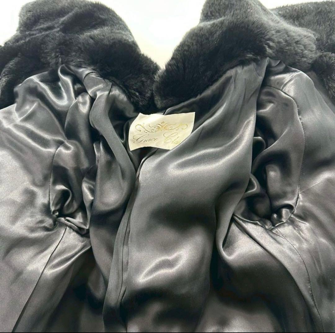 ヒ*ロ様 GRACE Class ラビット×フォックス ファーコート 黒 ビジュ