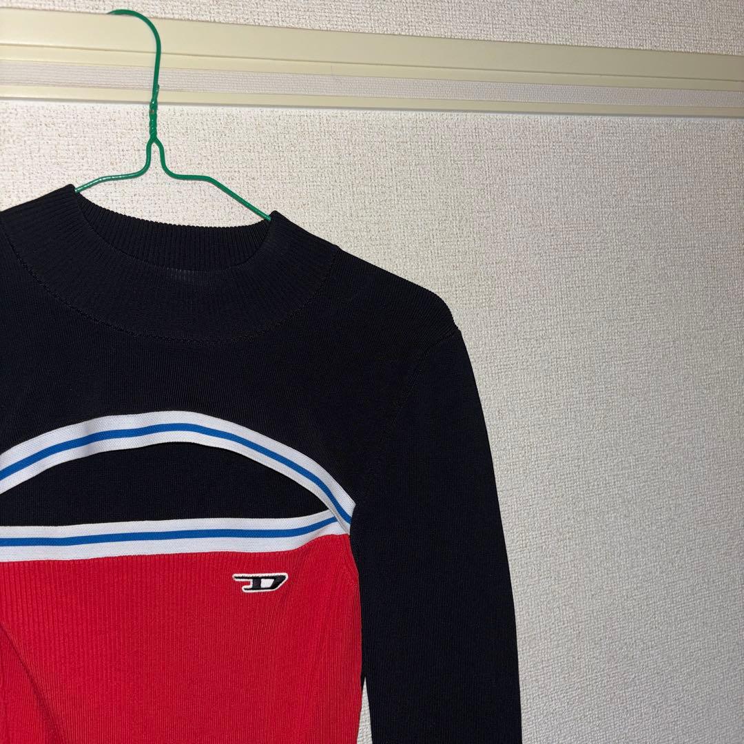 DIESEL セーター 黒/赤 DIESEL - ディーゼル DIESEL ボーダーニット セーター プルオーバー M