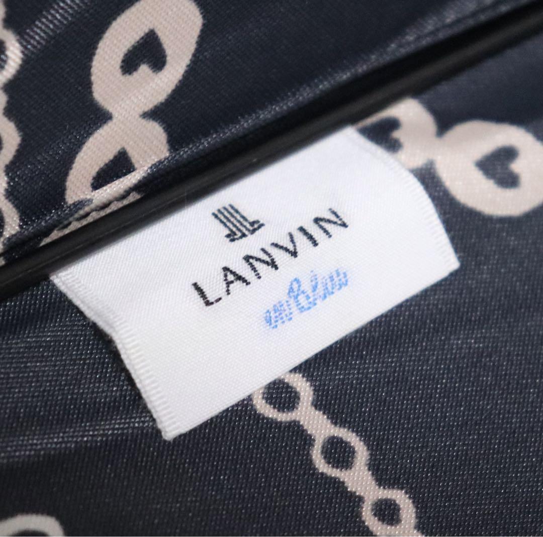 《ランバン オン ブルー》新品 ハート・大きなリボン柄 ャンプ長傘 雨傘 8本骨