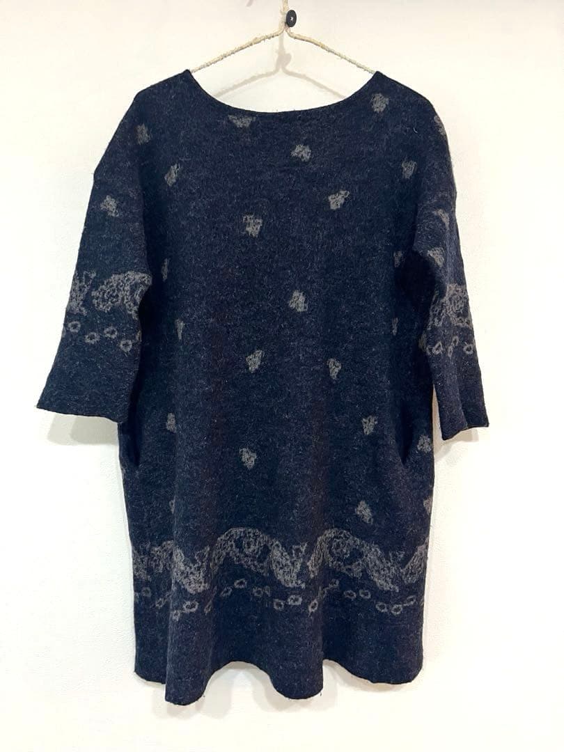 美品✨45R スーピマ超ガーゼポンチョ オーバーサイズ 軽量 赤 ニット 近年