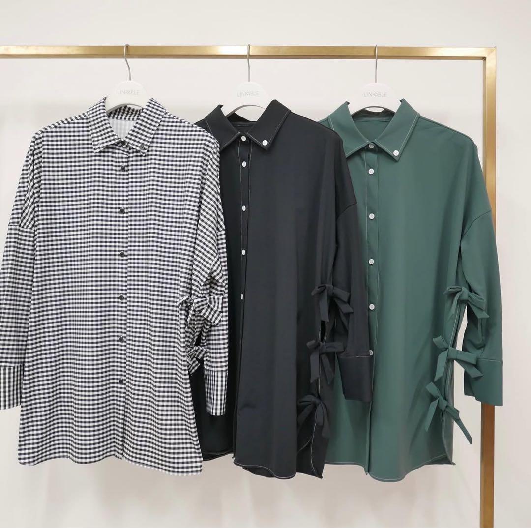 新品・未使用】LINKABLE サイドリボンラッシュガード ブラックチェック