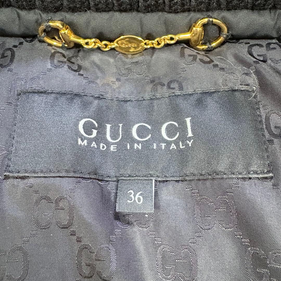 美品 GUCCI ロング ダウンコート 36 GG裏地 ゴールド金具 ベルト付