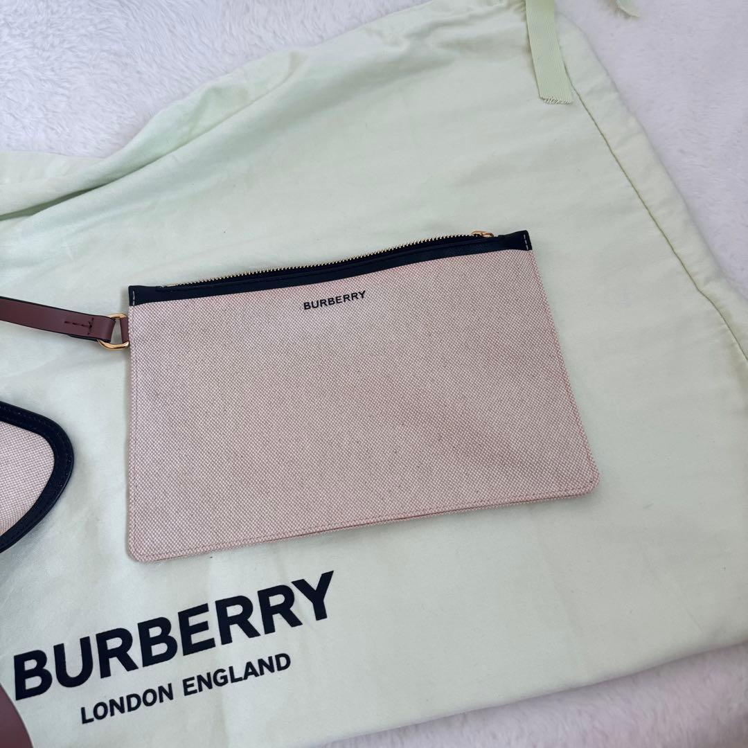 BURBERRY ラージ ソフトベルト トート キャンバス レザー 大容量