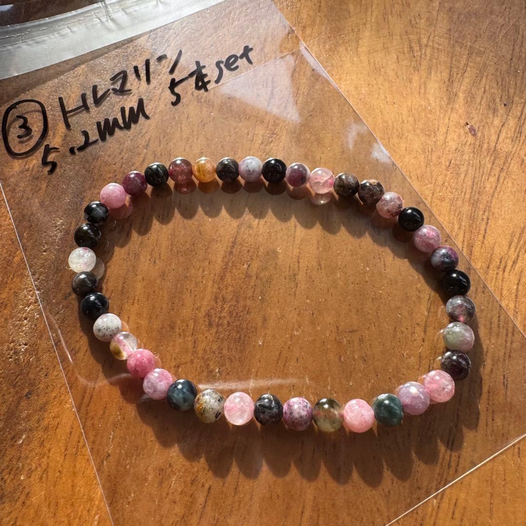 ①7〜7.6mm 天然石 ルチル　ブレスレット　5本セット