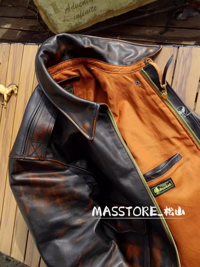 メンズ革ジャン A2 フライトジャケット馬革 茶芯レザージャケット本革S