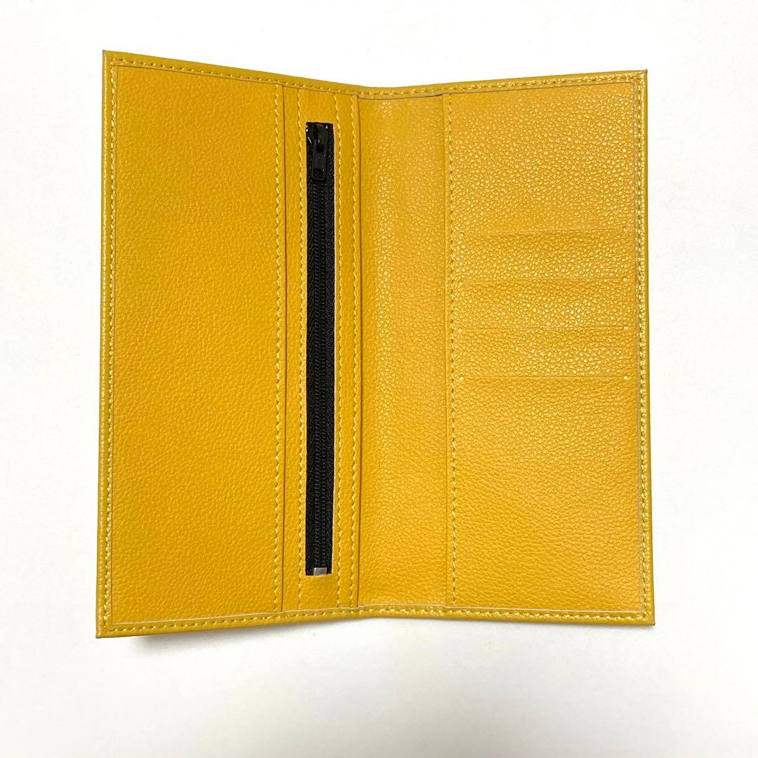 確実正規品 】皇居 財布 黄色 イエロー 長財布 金 本革 牛革 菊の御紋