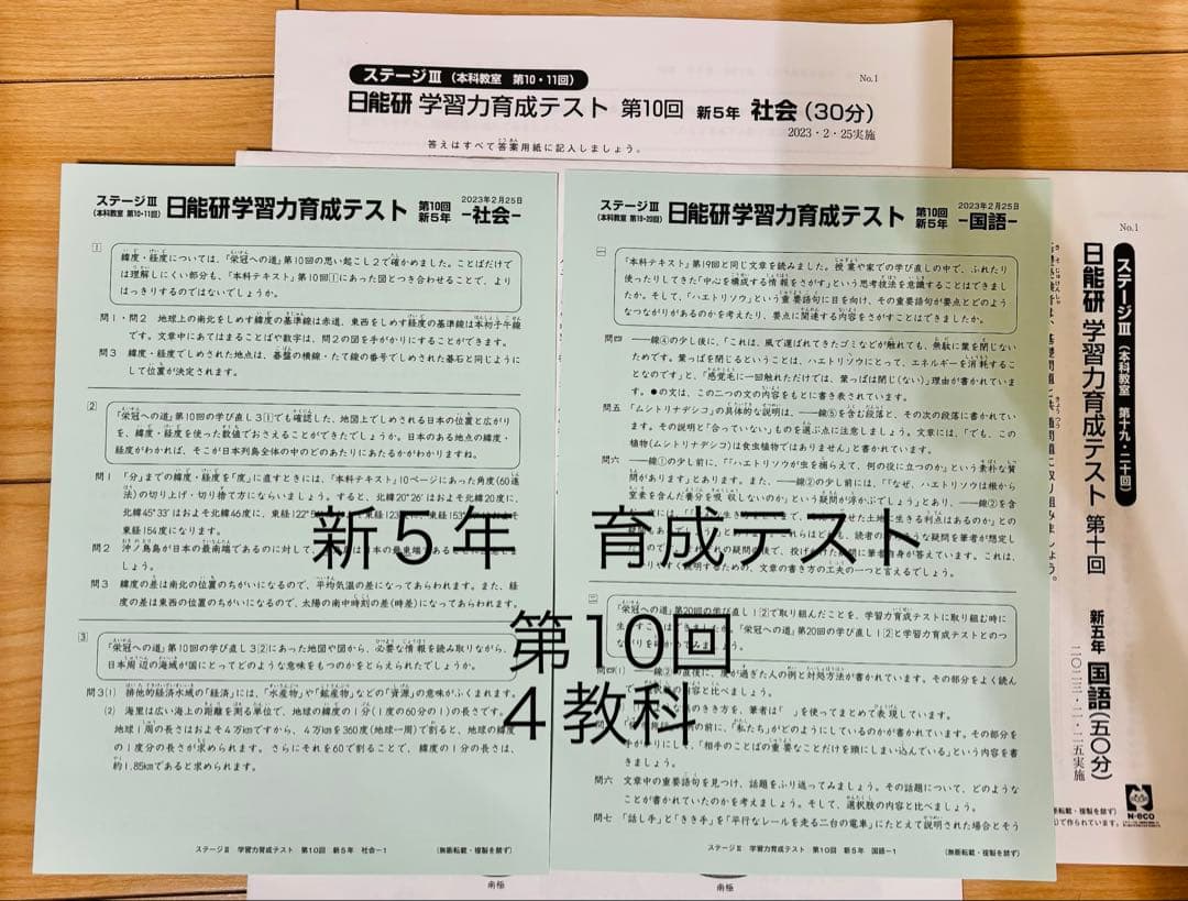 日能研育成テスト新5年 10回 - メルカリ